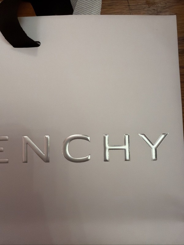 Authentic Givenchy White Silver Logo Paper Shopping Bag 4”x9”x10” gallery