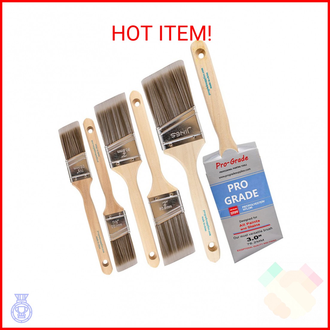 Pro Grade - Paint Brushes - 6 Pack Variety Angle Paint Brushes gallery