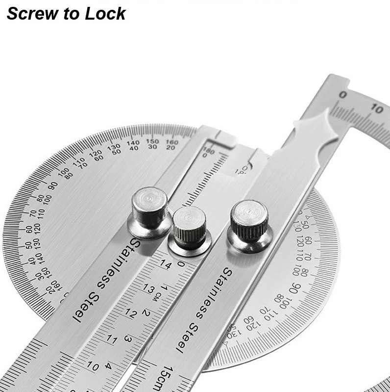 1pc Stainless Steel Angle Meter Protractor Ruler 180° Gauge Tool - NEW gallery