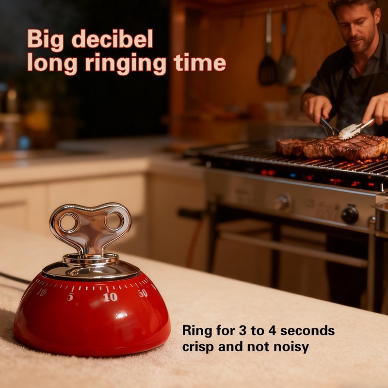 Mechanical Kitchen Timer Wind up Retro Manual Countdown Clock gallery