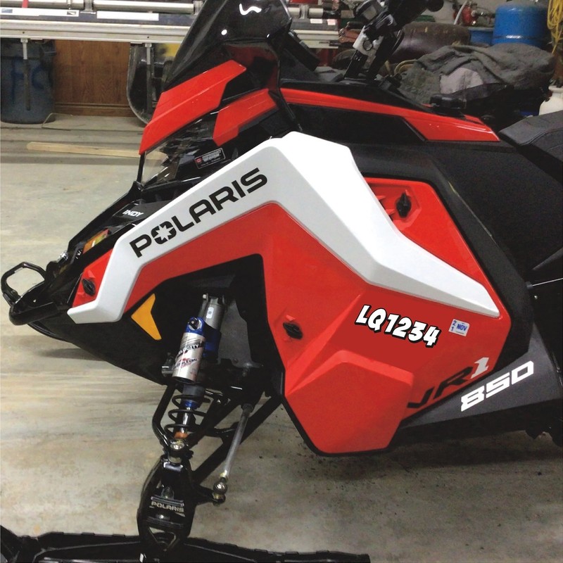 Snowmobile Registration Number Decals (Two Decals) Custom Vinyl Numbers GRB gallery