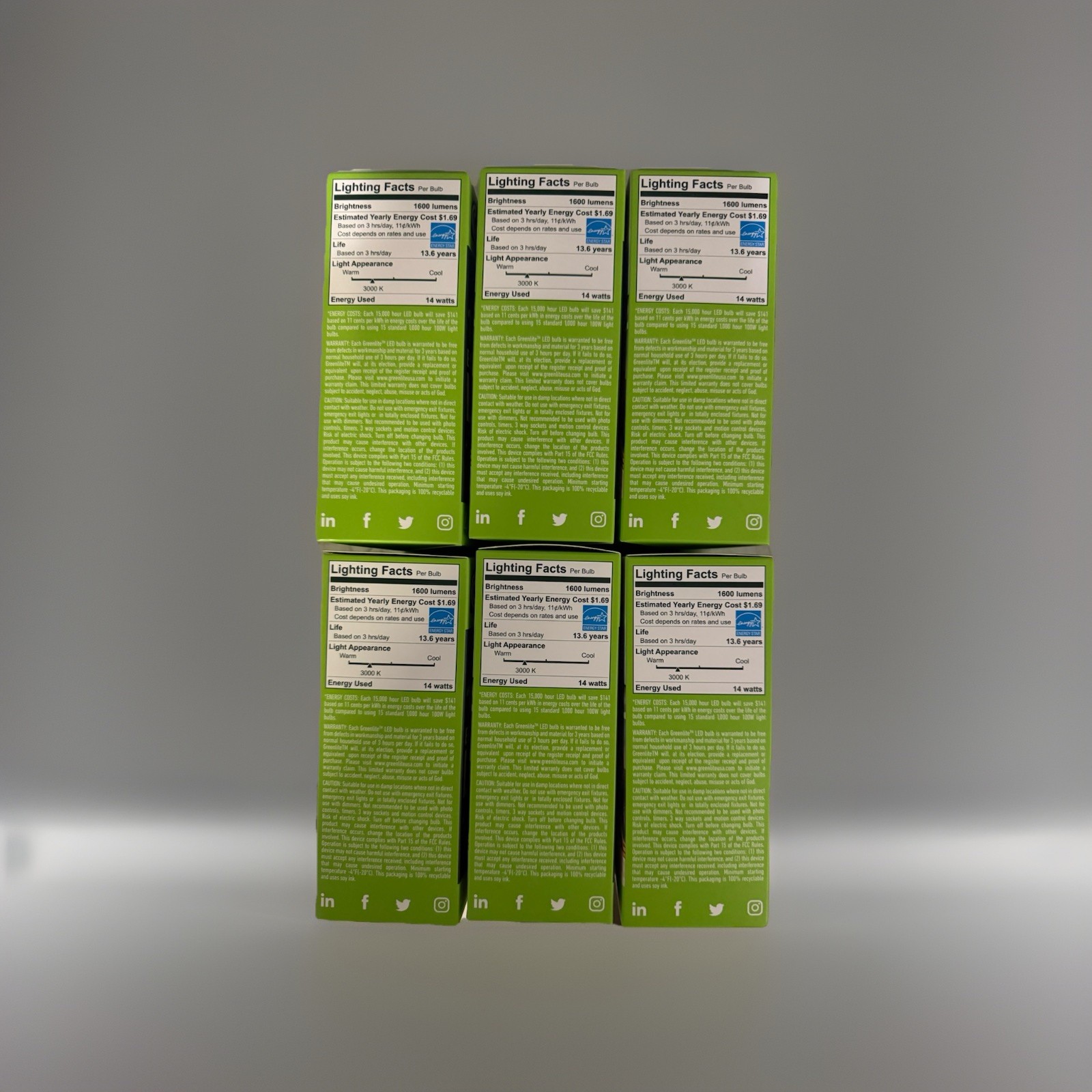 Greenlite 100W Equivalent 14W LED Light Bulb Non-Dimmable A19 1600 Lumen 24 pak gallery