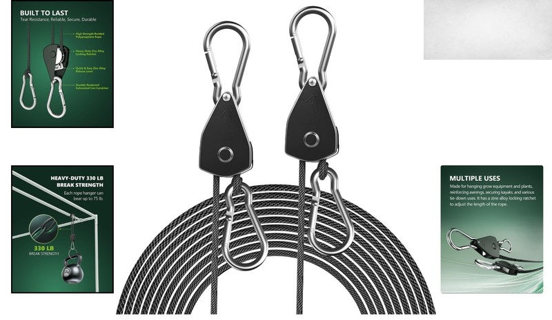 Adjustable Rope Hanger 2-Pack - 75 lbs Load Capacity for Versatile Hanging Use gallery