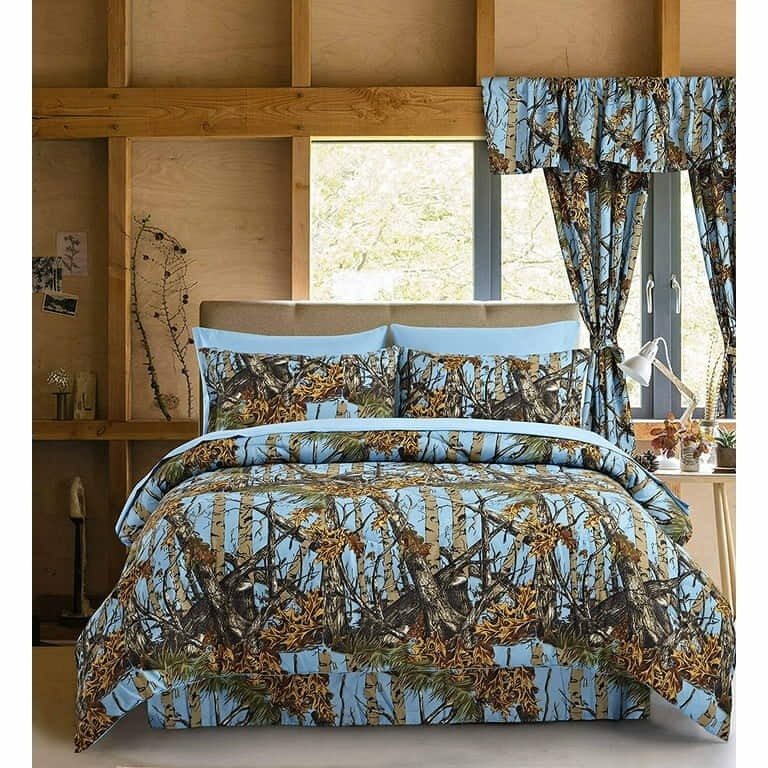 Sky Blue Camo Queen set: Bonus: KING COMFORTER WITH QUEEN SHEETS gallery
