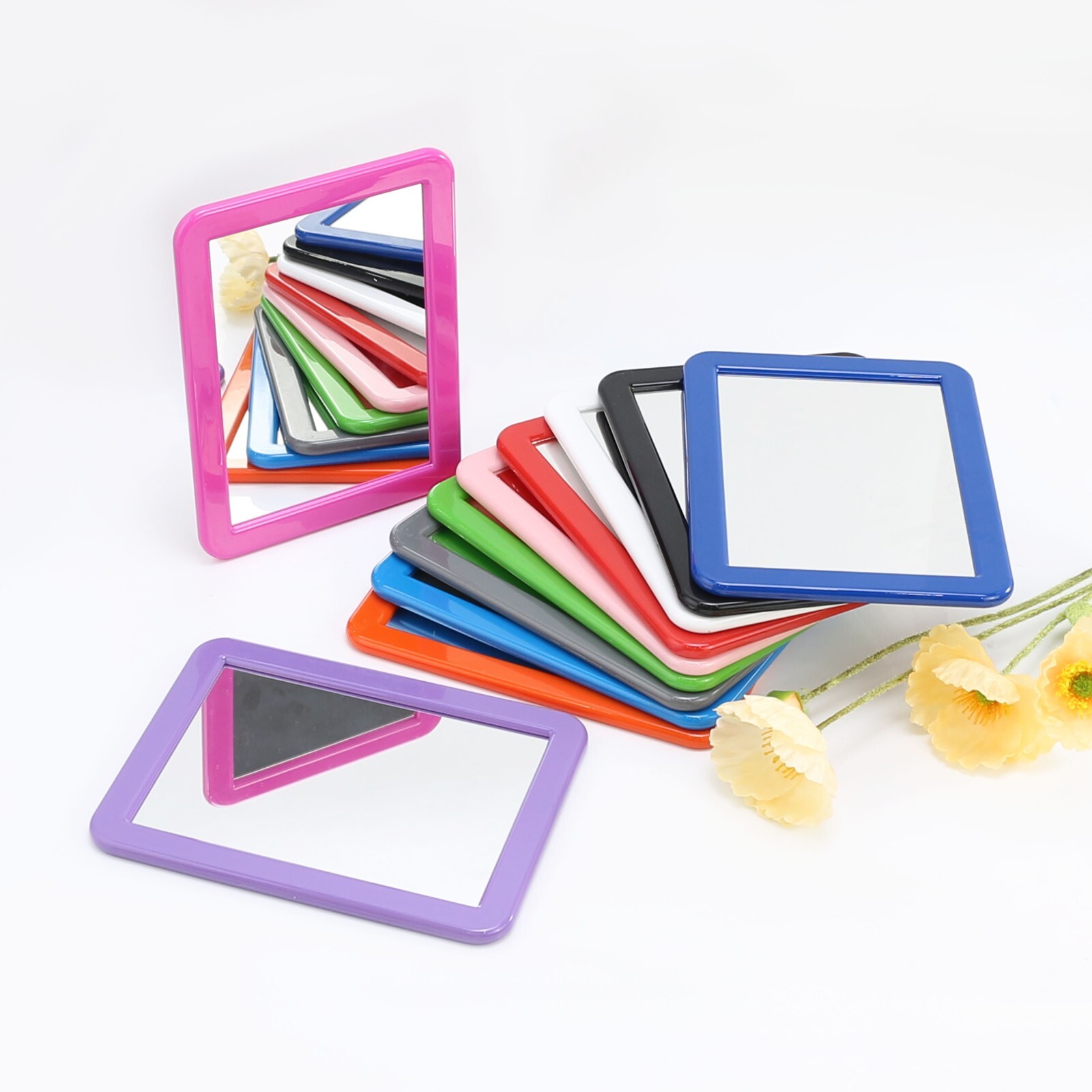 Magnetic Locker Mirror, 5x7 in., Glass, Locker Accessory for School, Office, Gym gallery