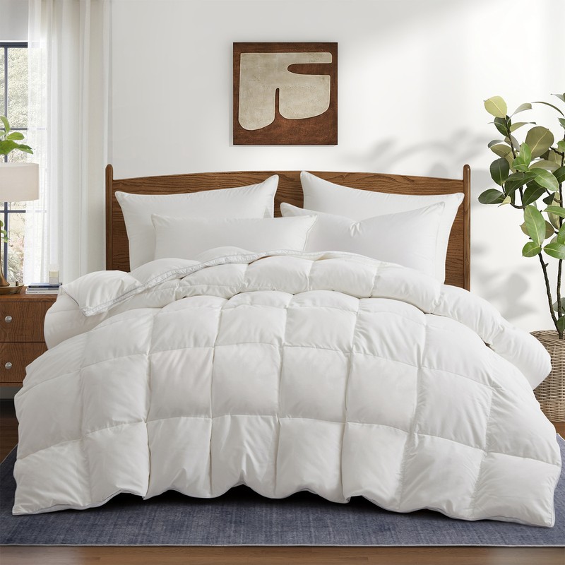 White Duvet Oversized Down Feather Bed Blanket Noise Free, King Queen Comforter gallery