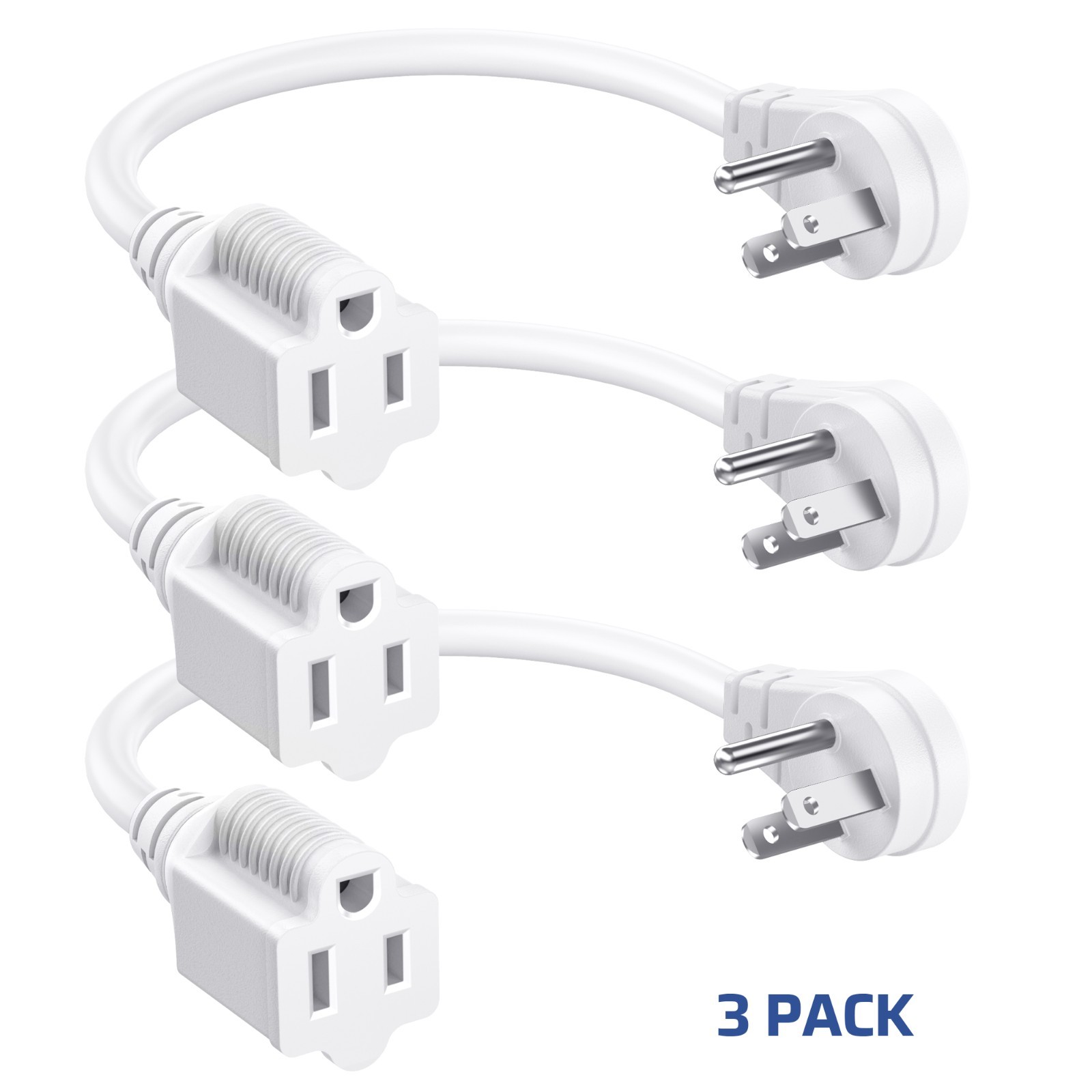 DEWENWILS Flat Plug Extension Cord 1 Foot 14 Gauge Heavy Duty,ETL Listed, 3 Pack gallery