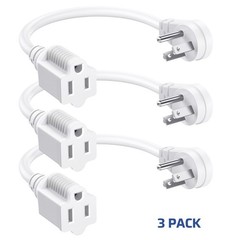 DEWENWILS Flat Plug Extension Cord 1 Foot 14 Gauge Heavy Duty,ETL Listed, 3 Pack