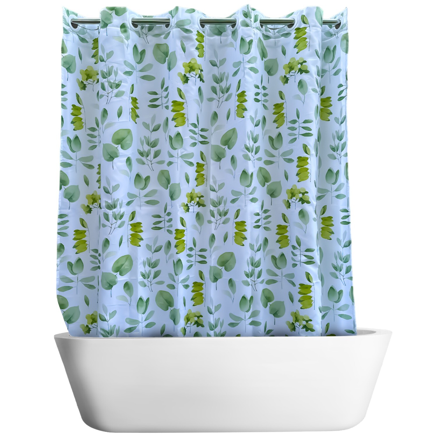 No Hook Needed Botanical Shower Curtain with Snap-In Liner Washable Waterproof gallery