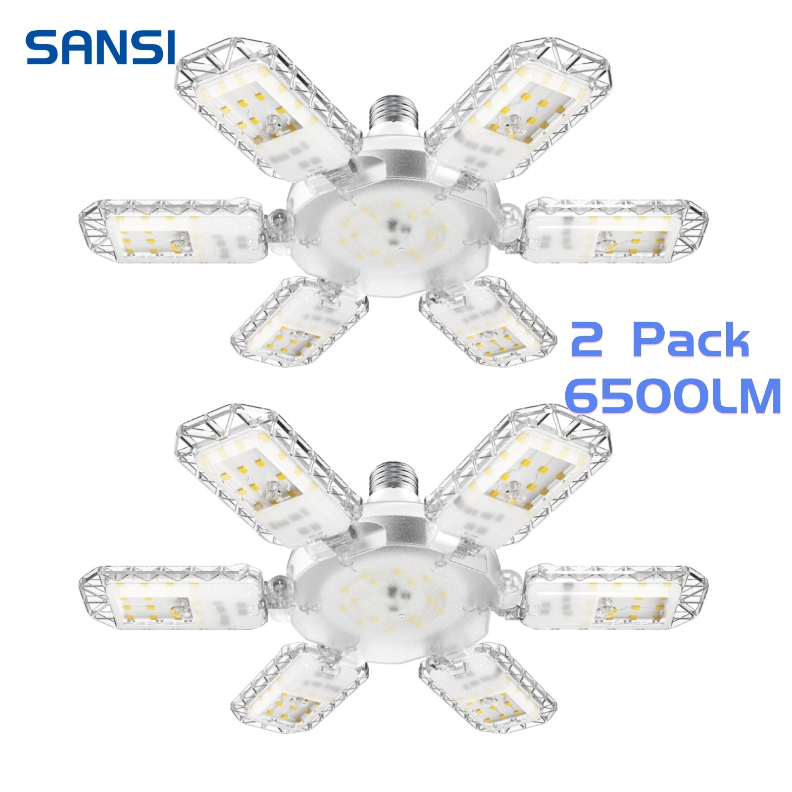 2 Pack 6500LM LED Garage Light Adjustable Panels 600W Deformable Ceiling Light gallery
