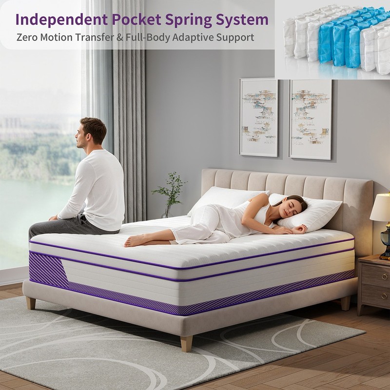 12" Full Size Gel Memory Foam Hybrid Mattress in a Box Pocket Spring Medium Firm gallery