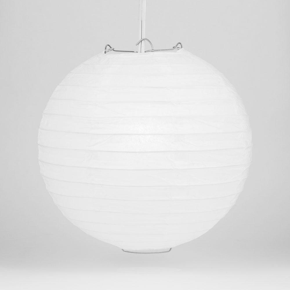 24" White Round Paper Lantern, Even Ribbing, Hanging Decoration gallery