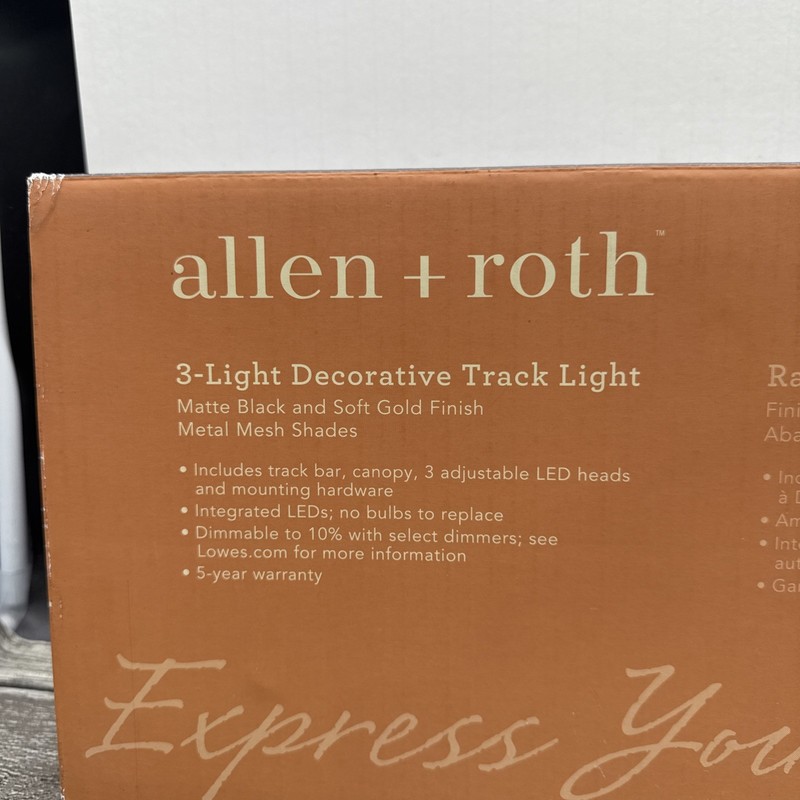 Allen + Roth 3-Light 24" Matte Black/Soft Gold Dimmable Track Bar Light {C6} gallery