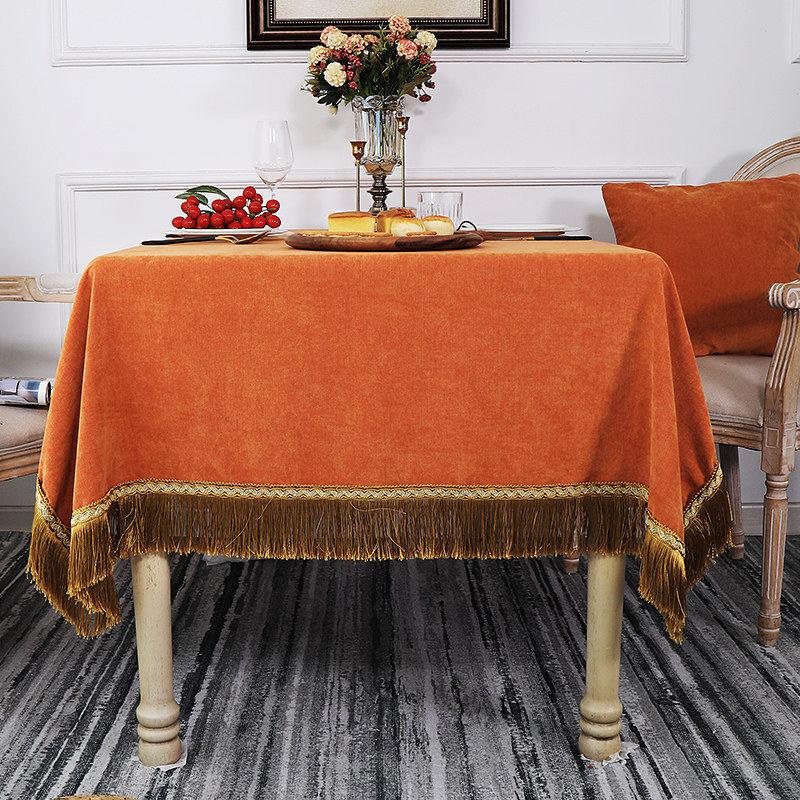 Tassels Chenille Table Cloth Rectangle Square Round Coffee Table Cover Washable gallery