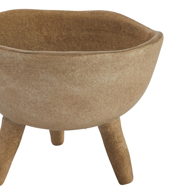 Boho Terracotta Footed Planter with Organic Edge in Matte Taupe Finish gallery