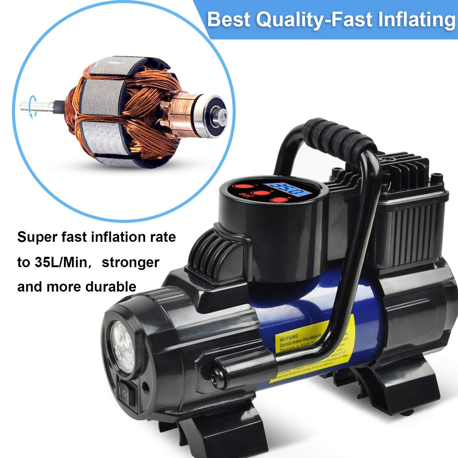 Portable Air Compressor Pump For Car Mini Tire Inflator Motorcycle 120W 150 PSI gallery