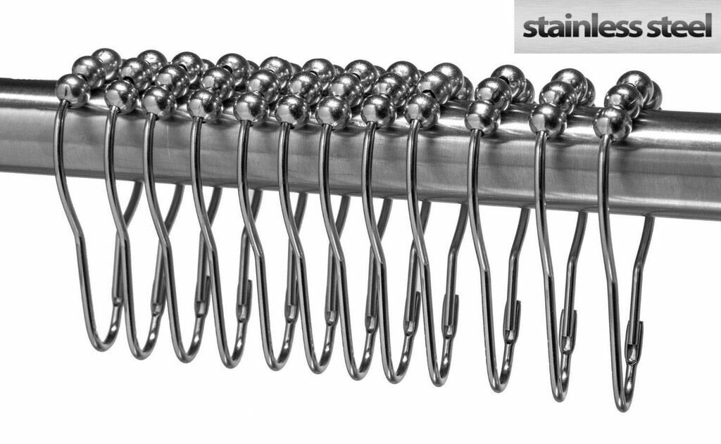Shower Curtain Hooks Rings Stainless Steel Set of 12 Polished gallery