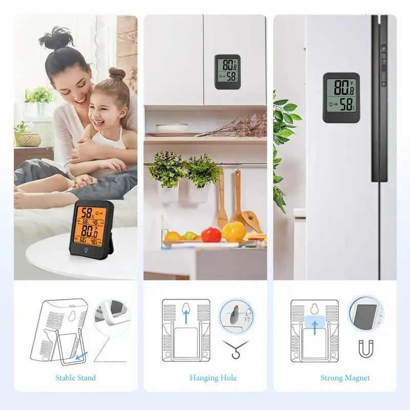 Digital LCD Thermometer Clock Wireless Indoor/Outdoor Temperature Meter Gauge US gallery