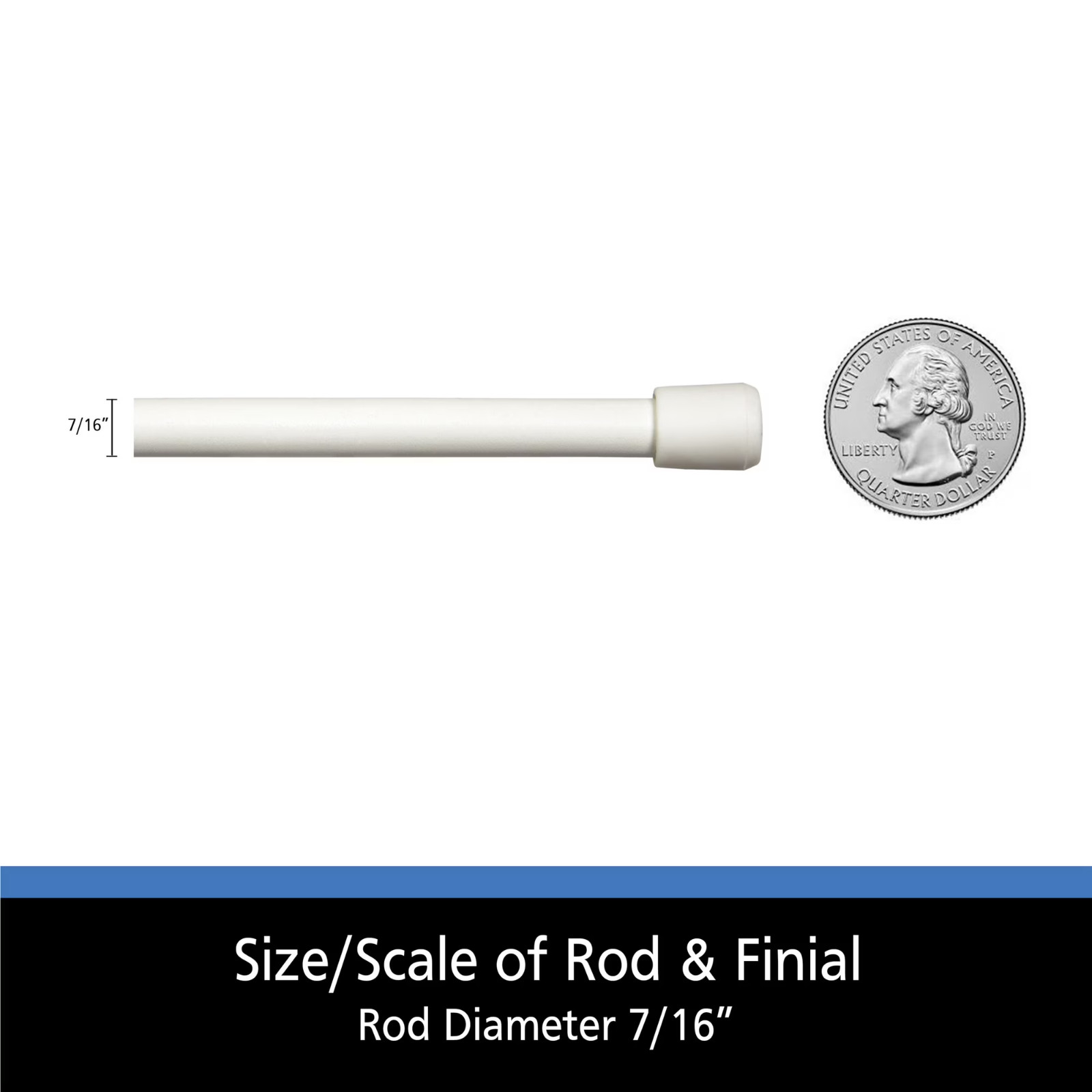 Mainstays Adjustable Spring Tension Curtain Rod 28-48 in White 7/16 Steel gallery