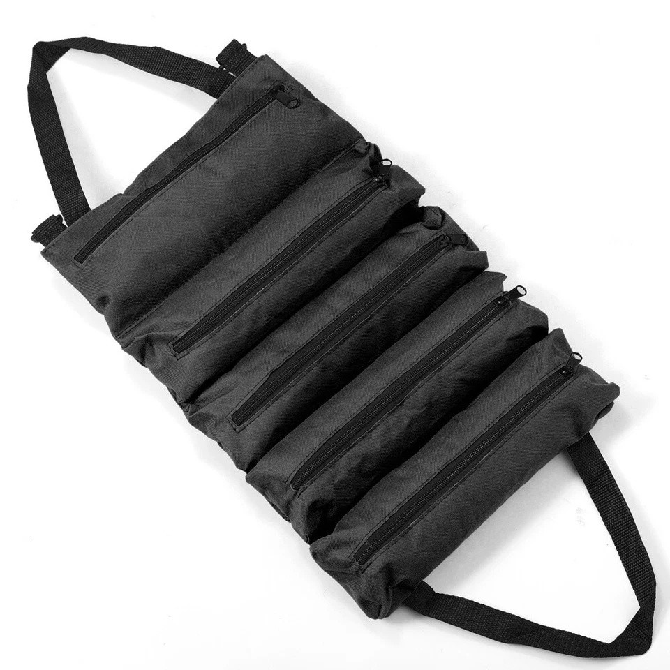Multi-Purpose Tool Roll Up Bag 5 Pocket Wrench Pouch Canvas Hanging Organizer US gallery