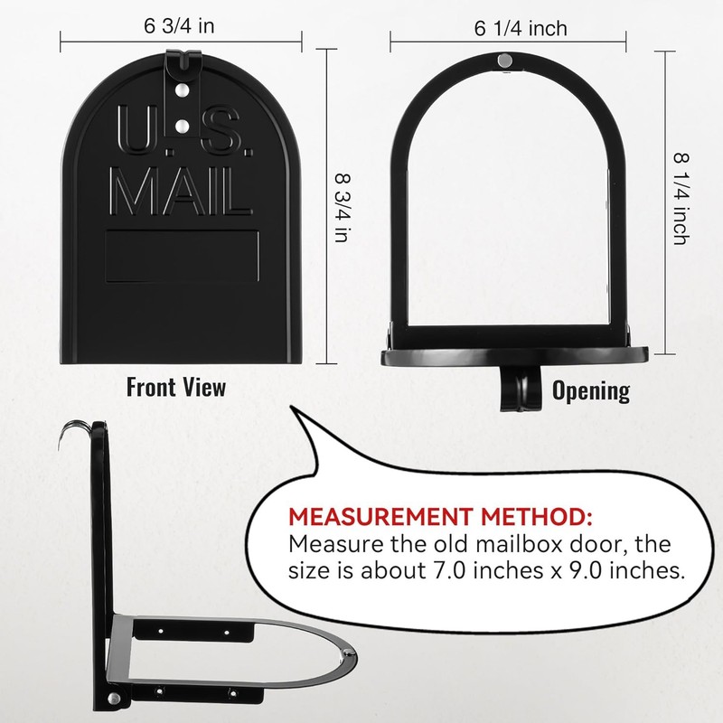 Mailbox Door Replacement Kit for Standard Brick Mailbox - 6.25" x 8" Black gallery