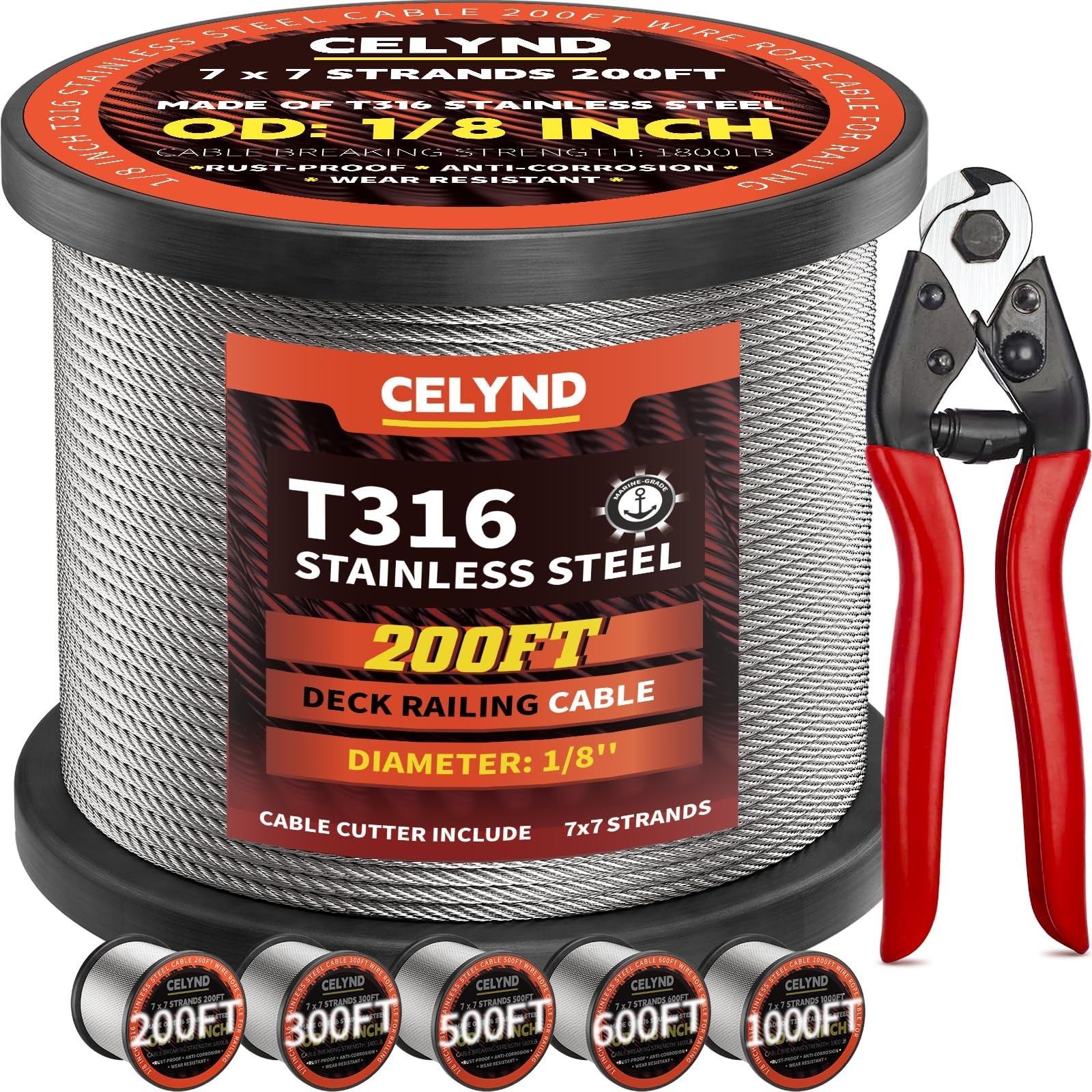 Stainless Steel Cable for Railing - 200FT 1/8" T316 Wire Rope Cable for Deck ... gallery