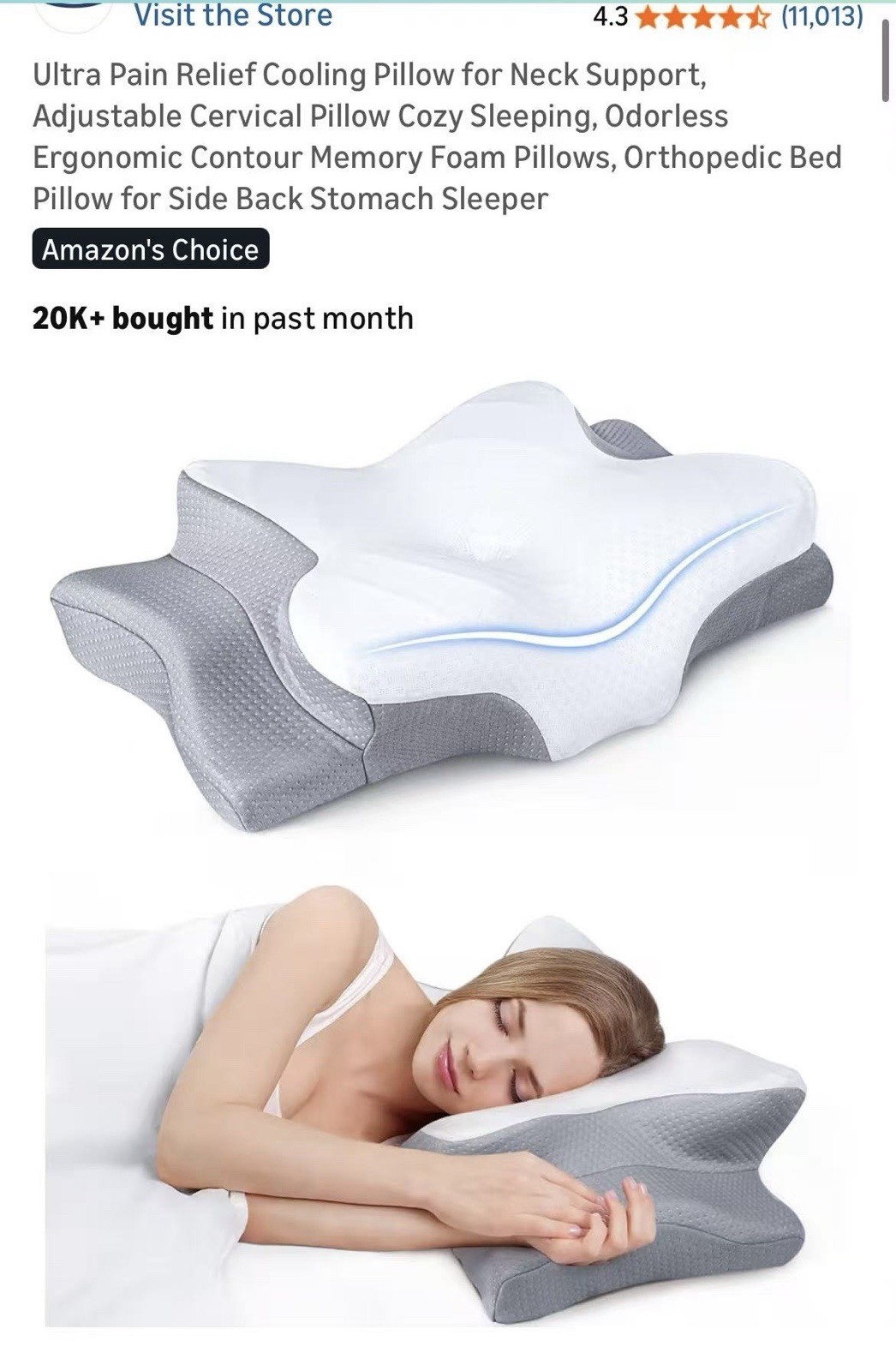 Ultra Pain Relief Cooling Memory Foam Cozy Pillow for Neck Support gallery