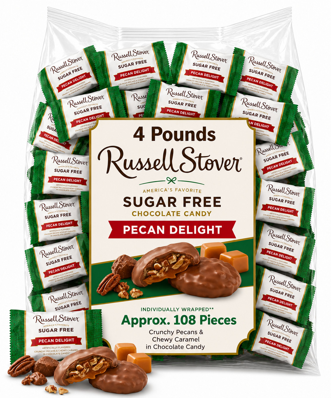 Russell Stover Sugar-Free Pecan Delight Chewy Caramel Chocolate Candy (4 Pounds) gallery