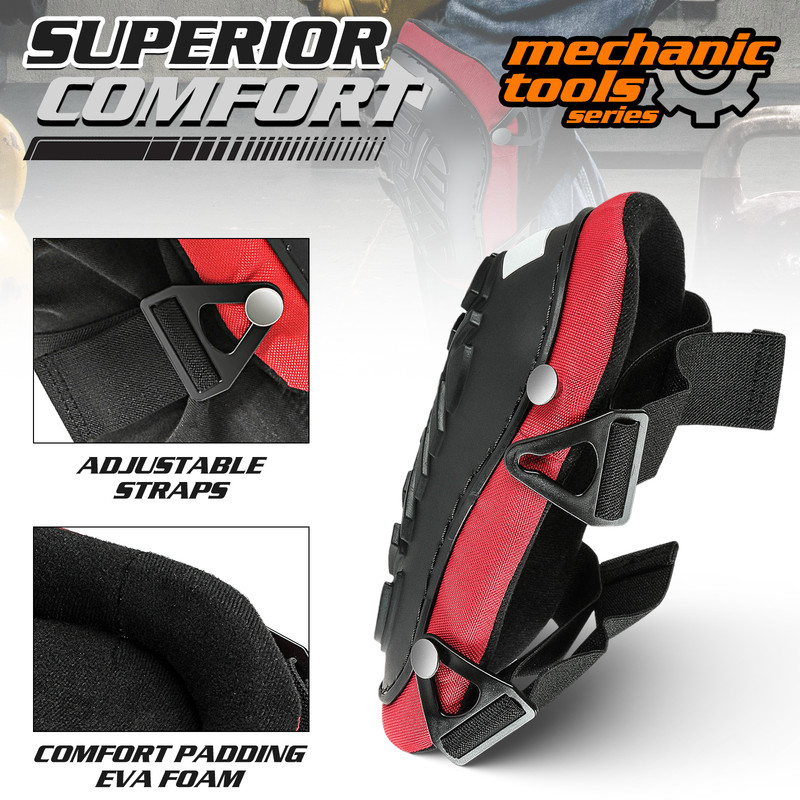 Pair Knee Pads Adjustable Strap Top Hard Cover EVA Foam Shell TPR Protection Red gallery