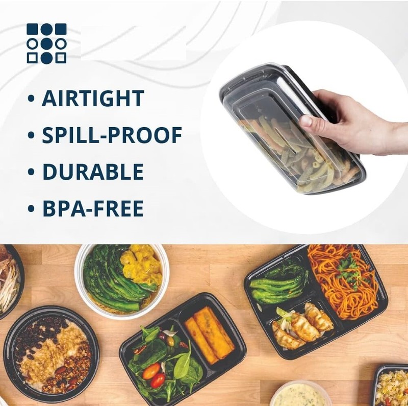 [150 Containers+150 Lids] 30oz Plastic Meal Prep Food Containers for Restaurants gallery