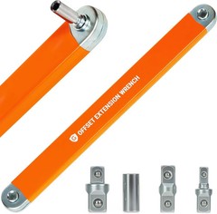 Professional Offset Extension Wrench with Adapters for Tight Spaces
