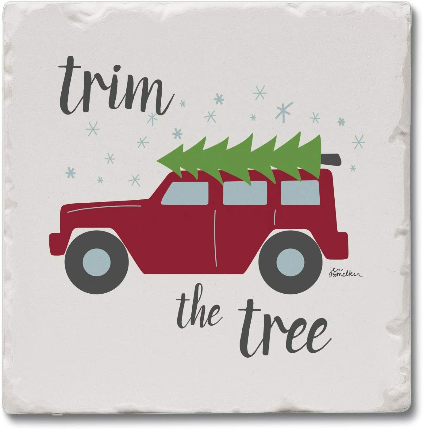 CounterArt Absorbent Stone Coasters Set of 4, Trim The Tree gallery
