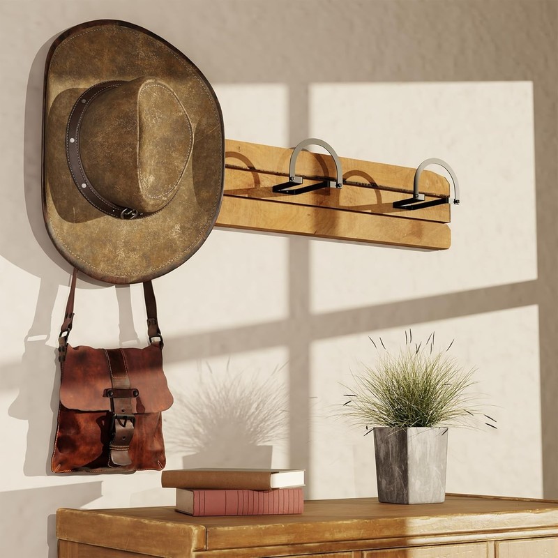 2 Pc or 4 Pack Cowboy Hat Rack - Wall Mount Cowboy Hat Holder, Western Hat Hooks gallery