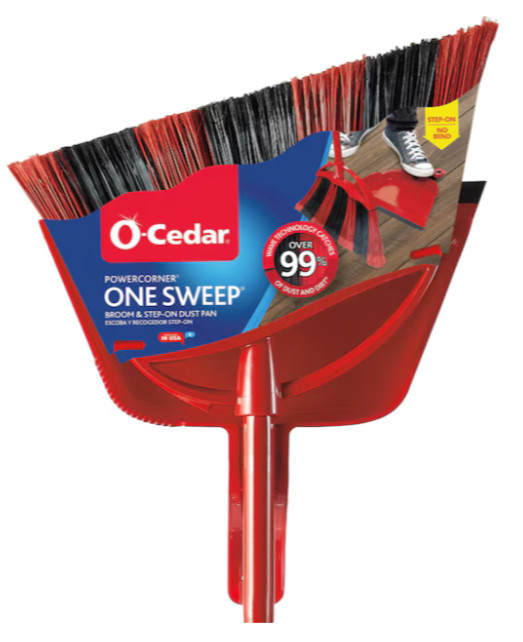 O-Cedar Broom and Dustpan Combo PowerCorner One Sweep 13.5-in Poly Fiber Set NEW gallery