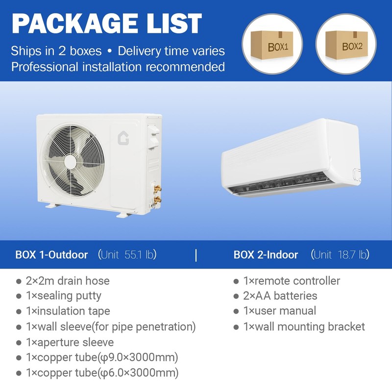 18000 BTU Mini Split Air Conditioner AC and Heat Pump Ductless Inverter 19 SEER gallery