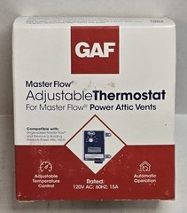 GAF Master Flow PT-6 Adjustable Thermostat For Power Attic Vents- New In Box