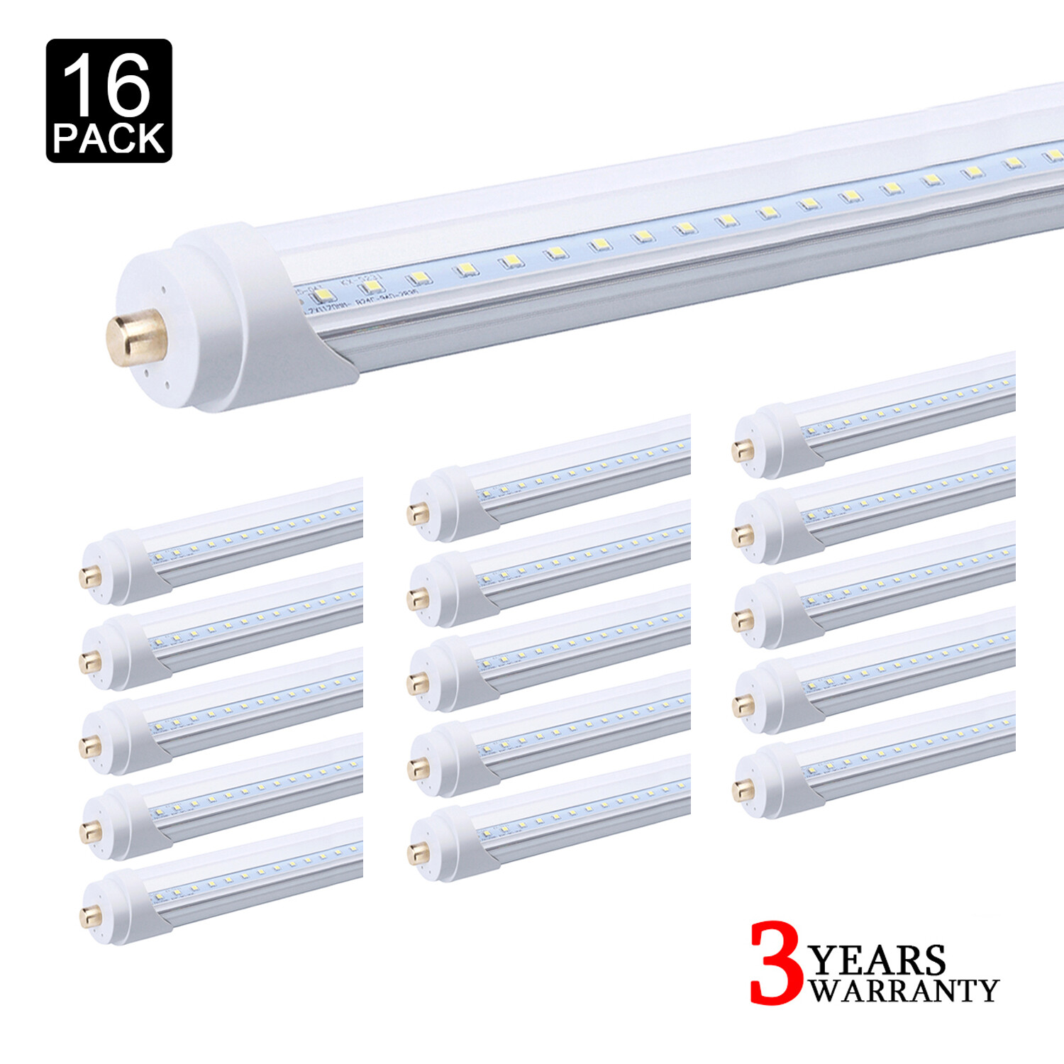 16 Pcs T8 8FT Single Pin Led Tube Light Bulbs 45W 8Foot FA8 Led Shop Light 5000K gallery