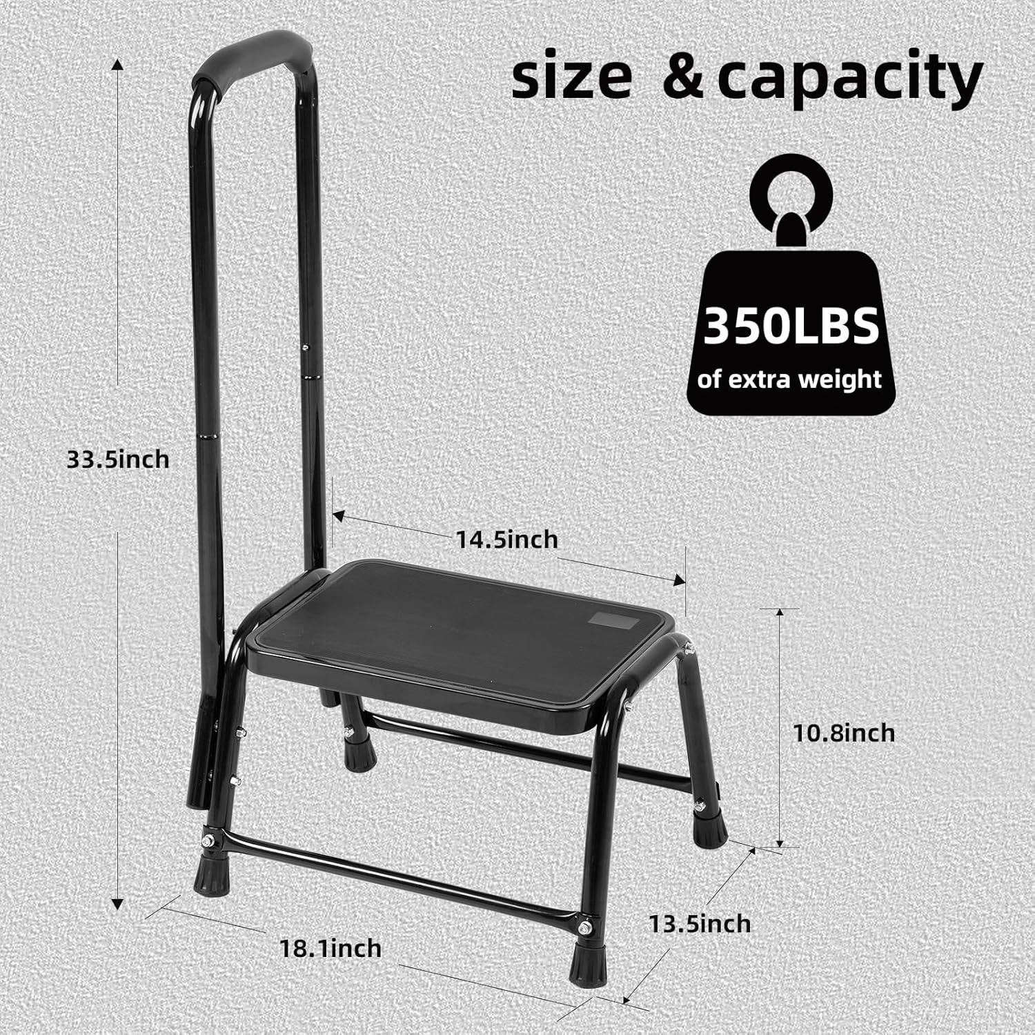 Heavy Duty Step Stool With Handle For Adults Seniors 350 lb Non Slip Black gallery