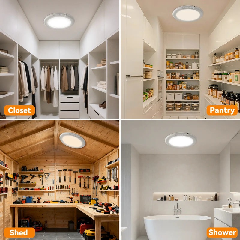 GMOX Rechargeable Ceiling Light 2-Pack, 3 Color Modes, Motion Sensor with Remote gallery