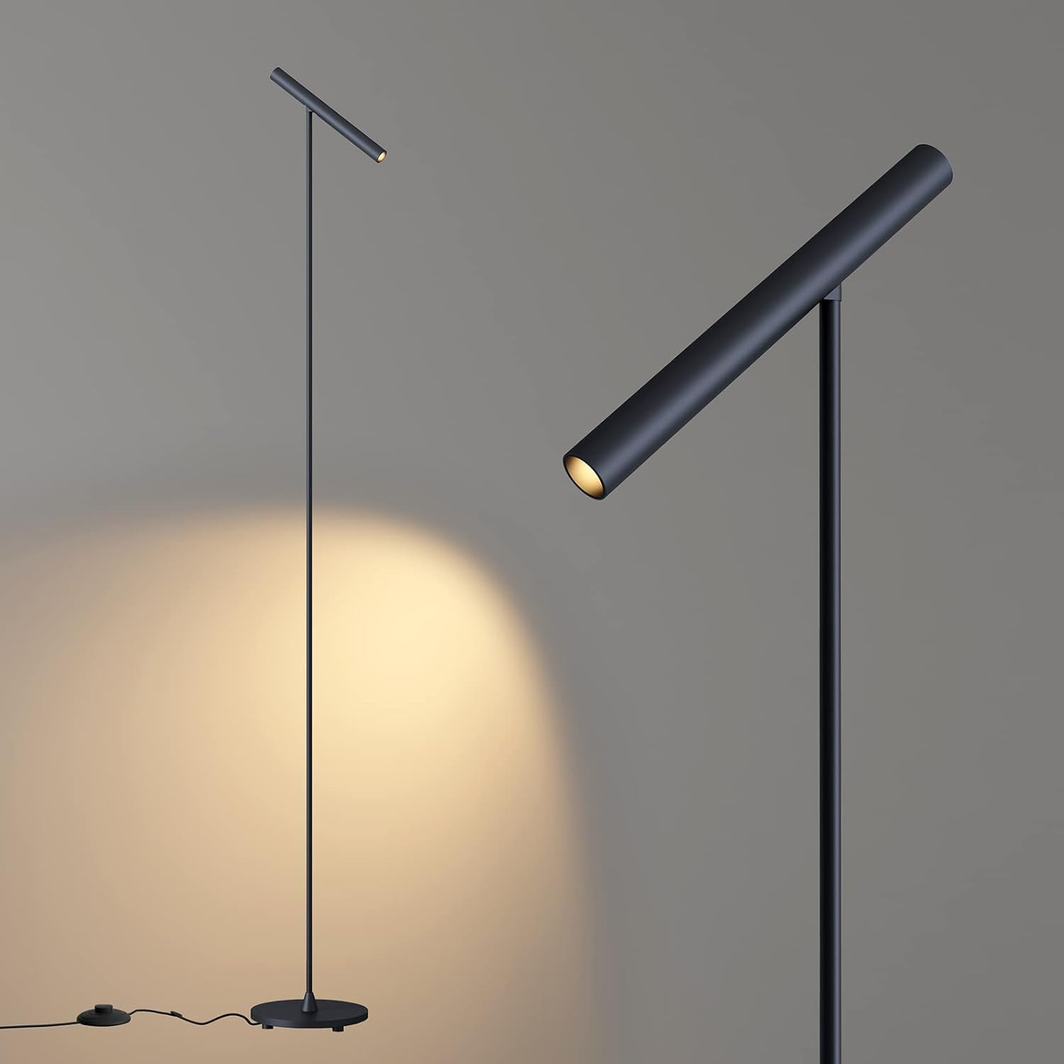 Modern 66" LED Floor Lamp with Adjustable Head & Foot Switch for Home & Office gallery