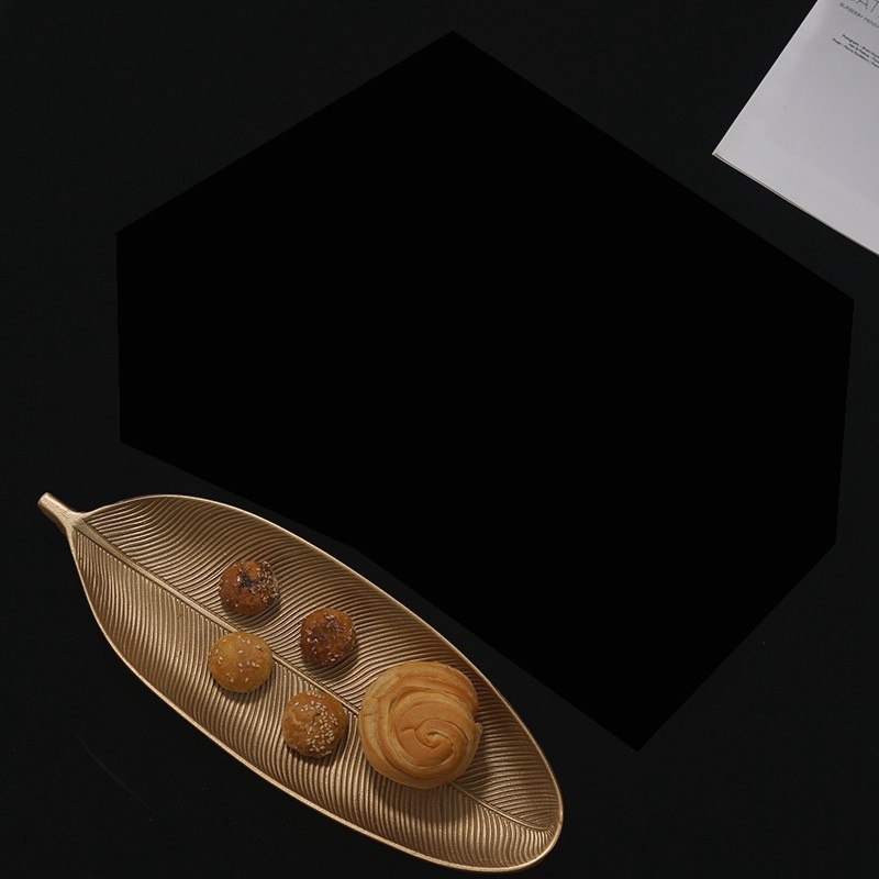 Nordic Decorative Tray Gold Leaves Shape Serving Tray Jewelry Pallet Fruit7700 gallery