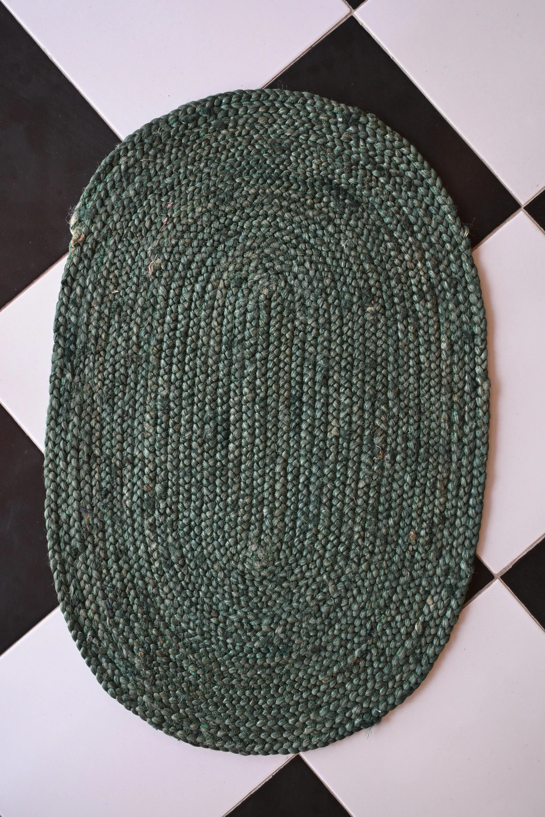 Rugmoda Jute Green Braided Oval Rug 1.5x2 ft Entryway Doormat Natural Fiber Mat gallery