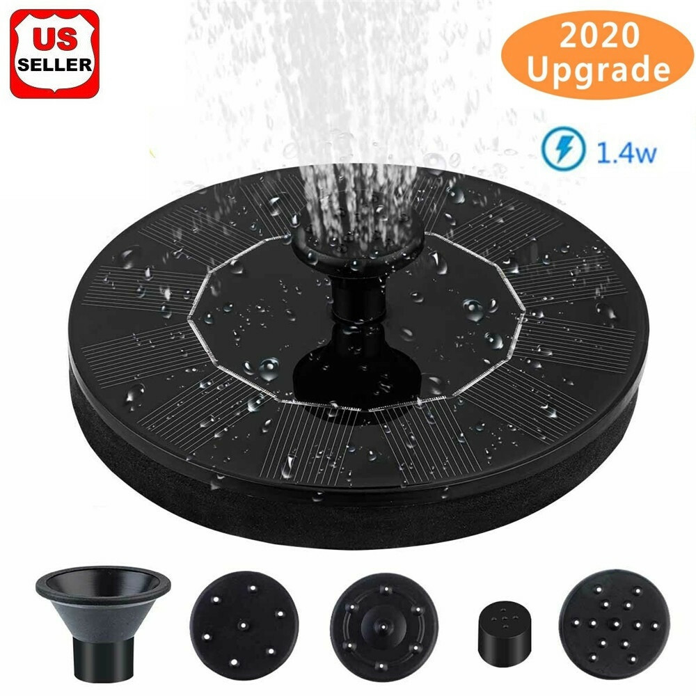 Solar Power Bird Bath Fountain Pump Upgrade 1.4W Solar Fountain with 4 Nozzle US gallery