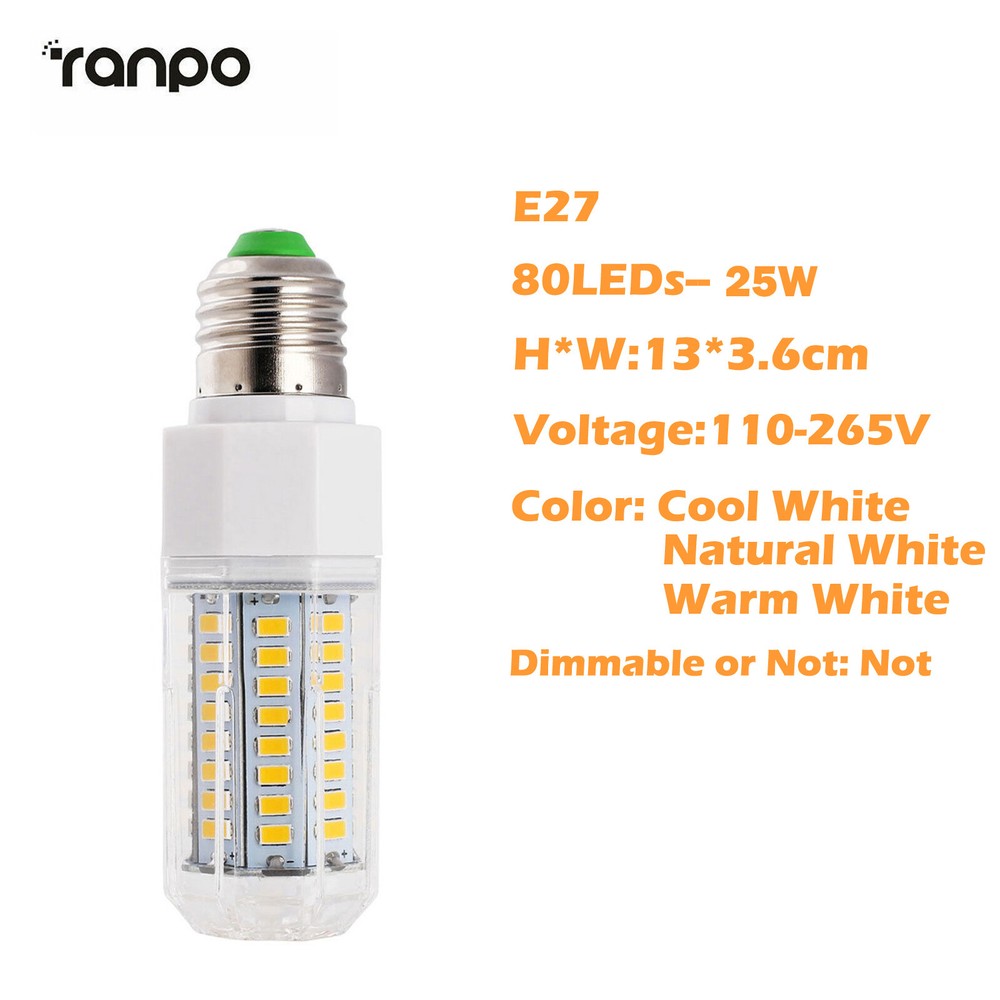 Dimmable LED E27 5730 SMD Corn Lights Bulb 25W 30W 35W 40W High Brightness RK095