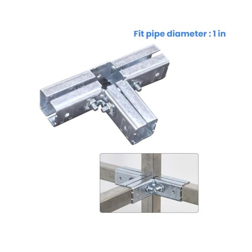 Pcs 4 Way T Shape Connector , Square Steel Tube Fittings Joint Pipe Clamps, 2 gallery
