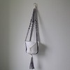 Macrame Plant Hanger, Purple, Beige, 26", Metal, Cotton, Handmade gallery