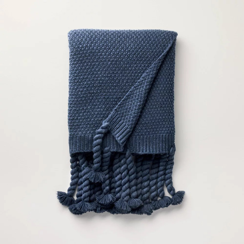 Knit Throw Blanket Blue - Hearth & Hand with Magnolia gallery