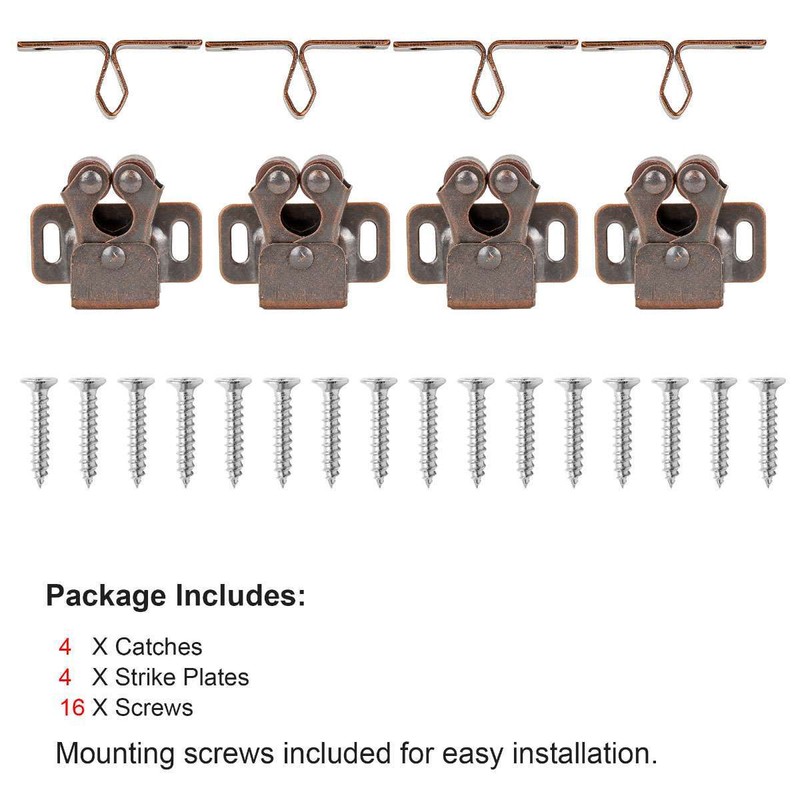 4/8/12pack Double Roller Catch Cupboard Cabinet Door Closet Latch Brown/Silver gallery