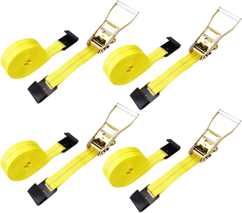 Flat Hook Ratchet Straps,4 Pack Heavy Duty Tie down Straps 2" X 27' Weather Resi gallery