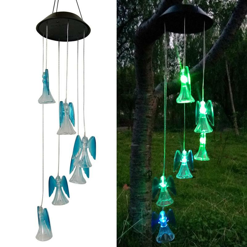 Solar Wind Chimes,Angel LED Color-Changing Light,Yard Home Garden Decor US gallery